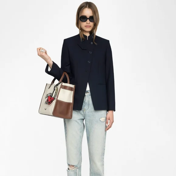 Zadig & Voltaire Verysa Navy Asymmetrical Blazer - Picture 2 of 14